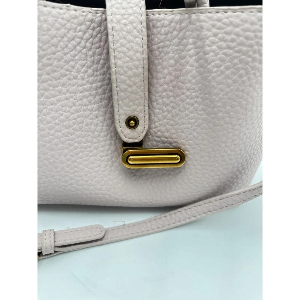 Blush Pink Pebbled Faux Leather Satchel Crossbody‎ Tote Bag Gold Hardware